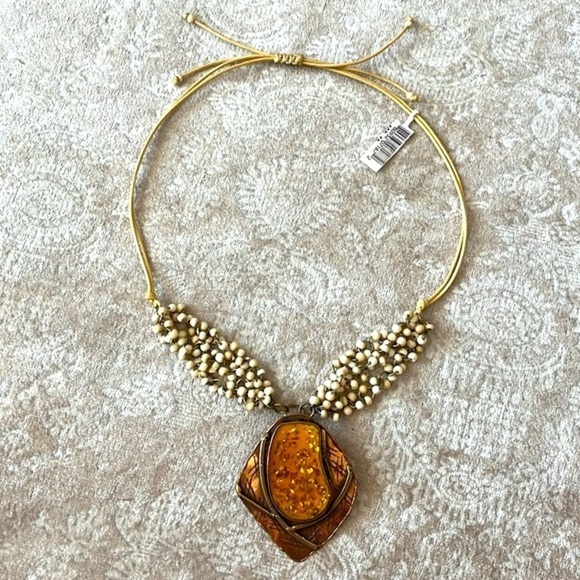 Brand New Pendant Necklace Bohemian Metal Enamel Beaded Adjustable Length - Picture 1 of 14